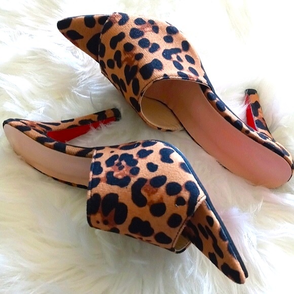 Leopard Print Trendy Minimalist Stiletto Heeled Mule Sandels (NWOT) - Picture 8 of 13